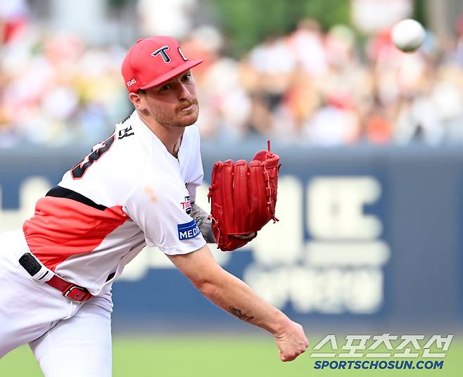 7일 광주KIA챔피언스필드에서 열린 한화와 KIA의 경기, KIA 선발투수 올러가 역투하고 있다. 광주=허상욱 기자wook@sportschosun.com/2025.06.07/
