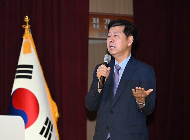 구윤철 경제부총리 겸 기획재정부 장관이 21일 정부세종청사에서 열린 취임식에서 발언하고 있다. /기획재정부 제공