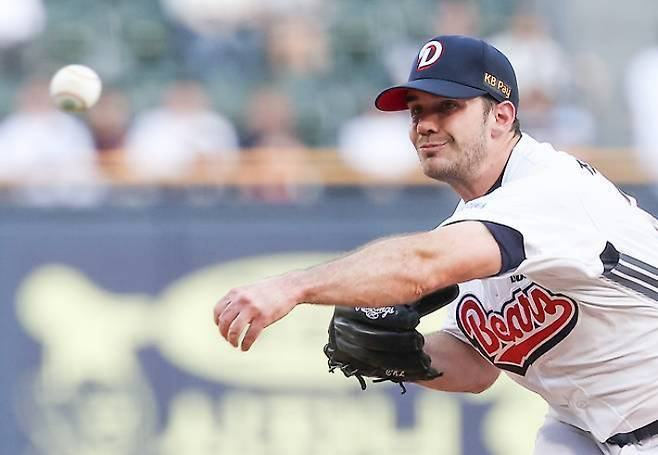 두산 좌완 선발 잭 로그. 연합뉴스