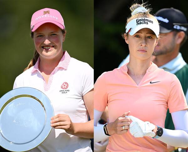 2025년 미국여자프로골프(LPGA) 투어 ISPS 한다 스코틀랜드 여자오픈에서 프로 데뷔전을 치르는 전 아마추어 여자골프 세계랭킹 1위 출신 로티 워드(사진은 2025 에비앙 챔피언십에서 아마추어 최고 순위를 기록한 모습이다). 그리고 현재 여자골프 세계랭킹 1위인 넬리 코다. 사진제공=MILLEREAU Philippe_아문디 에비앙 챔피언십 2025