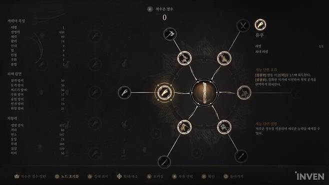 ▲ 노드는 물약과 5종의 무기, 총 6갈래로 구성되어 있다