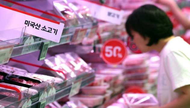 지난달 29일 서울 시내 한 대형마트에서 시민이 소고기를 살펴보고 있다. / 뉴시스