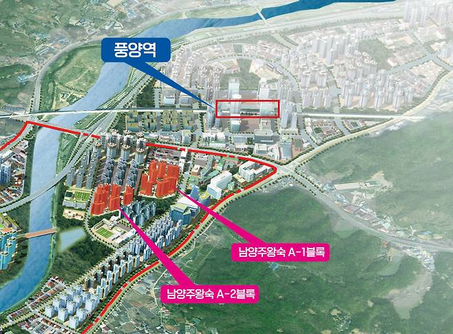 남양주왕숙 A1,2 블록 상세 위치도 LH 제공