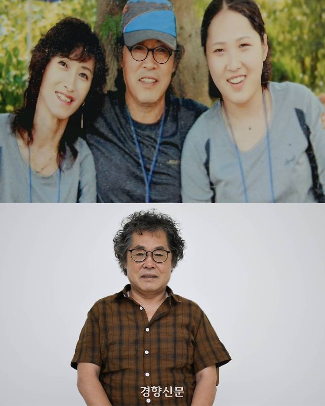 산업재해 유가족 홍순성씨(66)가 지난 18일 서울 중구 경향신문사에서 가족사진을 재연하고 있다. 2017년 1월 딸 수연씨가 세상을 등졌고 같은 해 10월 아내도 세상을 떠났다. 성동훈 기자