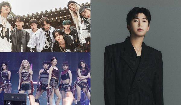 (왼쪽 상단부터 시계방향) 스트레이 키즈, 임영웅, 아이브 / 사진=JYP엔터테인먼트, 물고기뮤직, 스타쉽엔터테인먼트