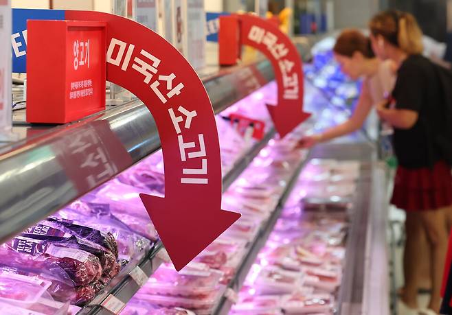 23일 서울 시내 한 대형마트 미국산 소고기 판매대 ⓒ연합뉴스