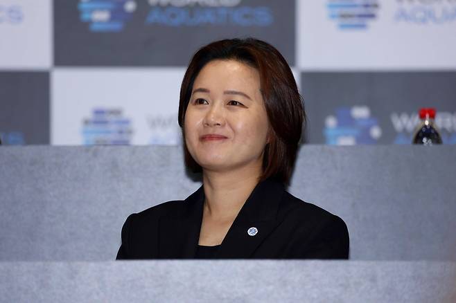 박주희 세계수영연맹 집행위원이 29일 싱가포르에서 열린 세계연맹 정기총회에서 재선임됐다. 임기는 2029년까지다. 사진제공│대한수영연맹