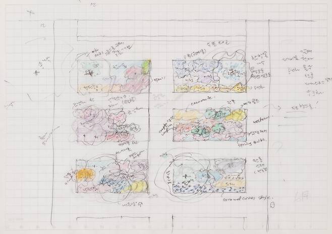 Amorepacific Botanic Garden Planting Plan, 2019, pencil and color pencil on tracing paper, 42x29.5 cm.