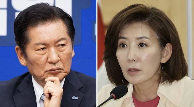 나경원 국민의힘 의원, 정청래 더불어민주당 대표/사진=뉴시스, 뉴스1