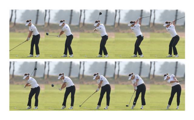 김민솔의 드라이버 샷 연속 스윙. 사진 제공=박준석 KLPGA 공식 사진기자