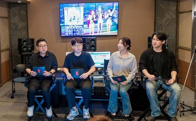 사진 왼쪽부터 픽셀로직코리아 김민수 디렉터, 픽셀로직코리아 김형석PD, 신나리 성우, 민승우 성우