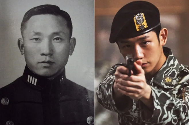 고(故) 김오랑(왼쪽) 중령과 영화 ‘서울의 봄’에서 오진호 소령을 연기한 배우 정해인. 오진호 소령의 실제 모델이 김오랑 중령(당시 소령)이다. 세계일보 자료사진