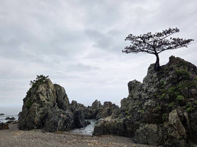 경주 울산과 경계마을 지경리 해변의 경치.