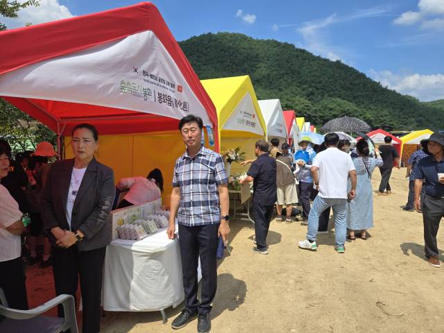 읍면의날 행사가 마련된 봉화읍 부스에 많은 사람들이 찾고 있다. 마경대 기자