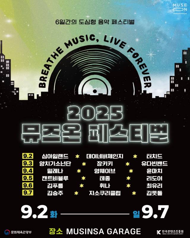 2025 뮤즈온 페스티벌 라인업 포스터. 사진 제공=콘진원