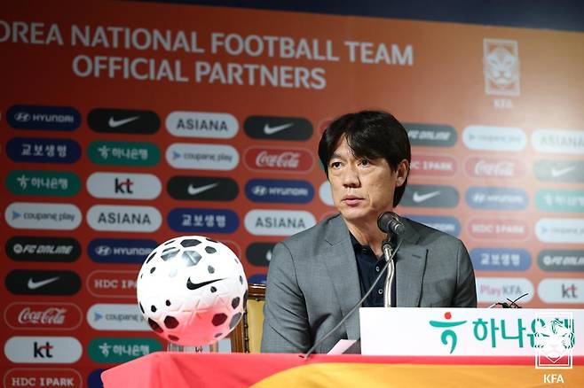 9월 A매치 명단 발표 기자회견에 참석한 홍명보 축구대표팀 감독. /사진=대한축구협회 제공