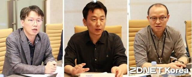 윤천주 ETRI 양자기술연구본부장과 배준우 KAIST 전기및전자공학부 부교수, 방승현 오리엔텀 대표.(왼쪽부터)