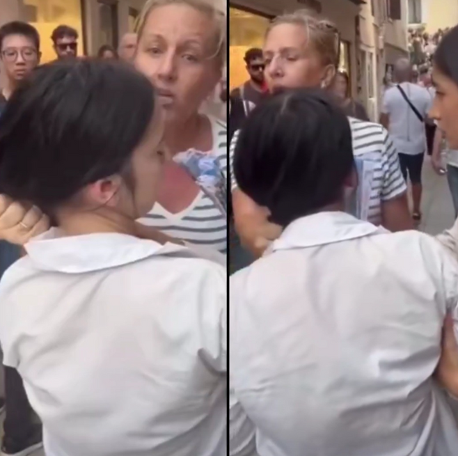 베네치아에서 10대 소매치기를 직접 붙잡은 미국 관광객. 사진=엑스 캡처