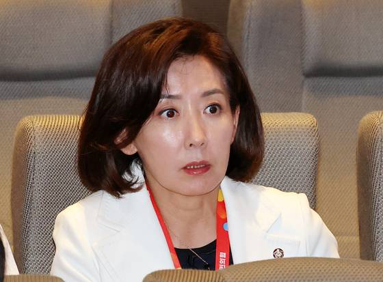 국민의힘 나경원 의원이 28일 인천국제공항공사 항공교육원에서 열린 2025 국민의힘 국회의원 연찬회에 참석해 있다. 연합뉴스