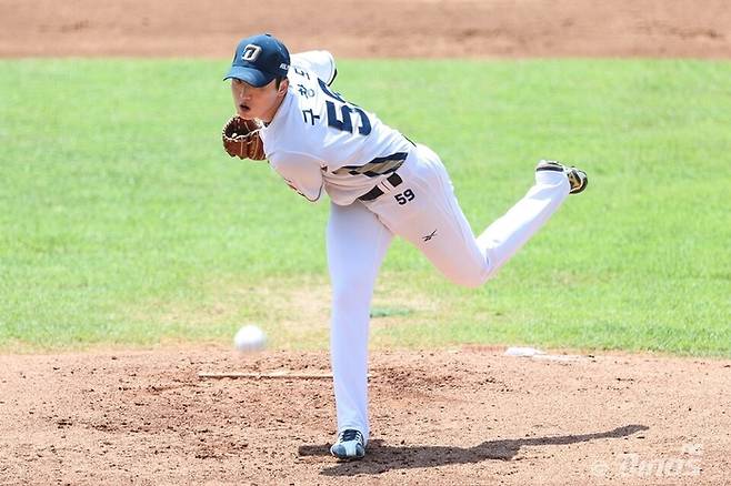 구창모가 퓨처스리그 창원 상무전에 등판해 호투하고 있다. 사진 | NC 다이노스