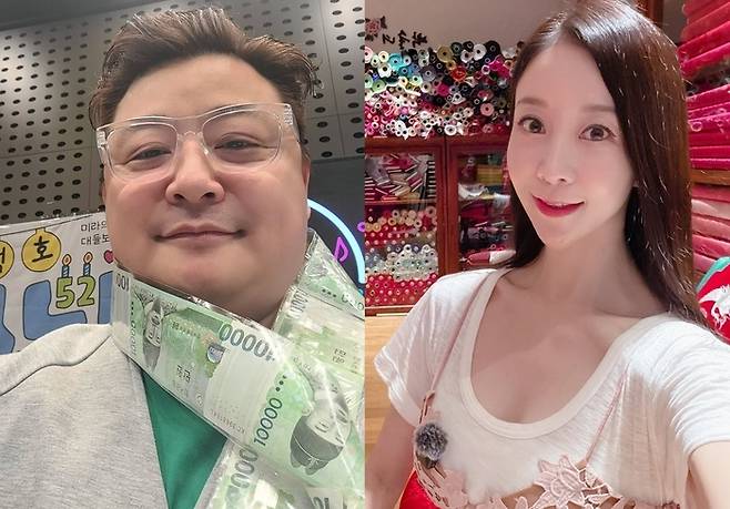 사진 | 윤정수(왼쪽), 원자현 SNS