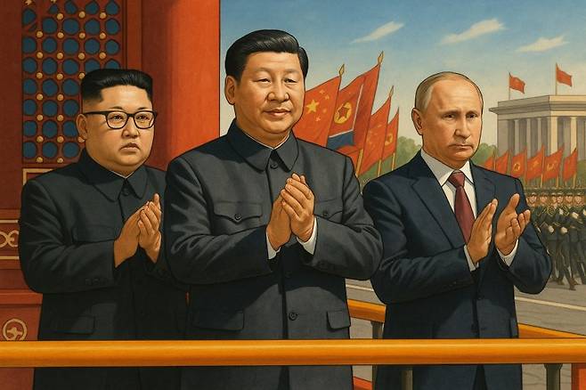 3일 중국 베이징에서 열리는 전승절80주년 열병식에서 블라디미르 푸틴 러시아 대통령이 시진핑 중국 국가주석의 오른쪽, 김정은 북한 국무위원장이 왼쪽에 배석할 전망이다. 뉴시스