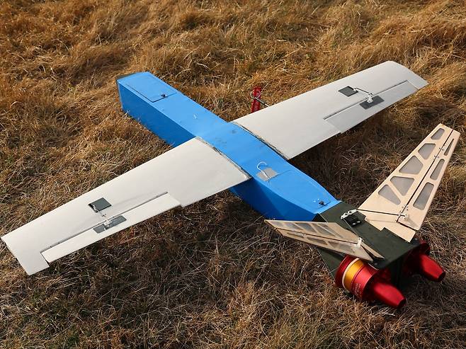 우크라이나의 군용 드론 제작사 베소마르가 개발한 '헌터 드론'의 모습. 러시아군의 드론을 잡는 요격 드론이다. /베소마르 제공