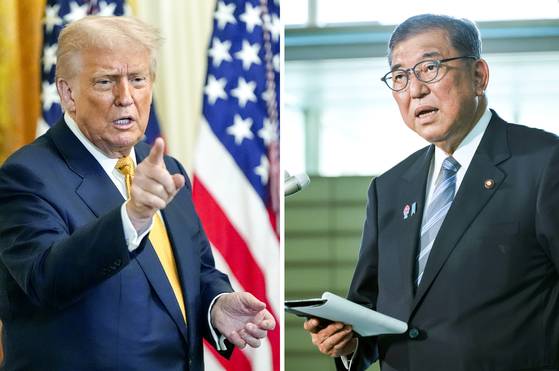 도널드 트럼프 미국 대통령과 이시바 시게루 일본 총리. AP·EPA·지지통신=연합뉴스