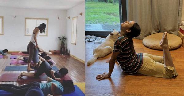 (왼)이효리가 2016년 요가 수업 중인 모습 (오)요가 하는 이효리/사진=이효리 인스타그램