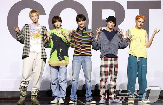 보이그룹 코르티스(CORTIS)의 마틴(왼쪽부터)과 주훈, 건호, 성현, 제임스 2025.8.18/뉴스1 ⓒ News1 권현진 기자