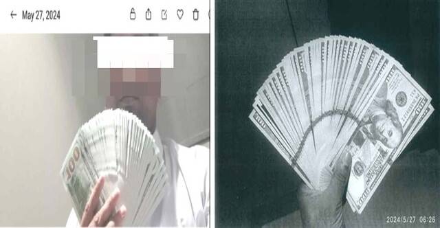 방글라데시 한 이주노동자가 지난해 5월 한국행 비행기 화장실 안에서 촬영한 미화 5200달러. 전남이주노동자인권네트워크는 미화 5200달러가 든 봉투가 대한조선 쪽에 건네졌다며 전남경찰청에 진실을 밝혀달라며 고소장을 제출했다. 전남이주노동자인권네트워크 제공