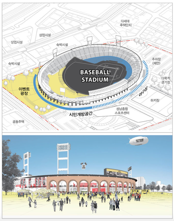 성남시는 종합운동장 주경기장을 야구전용시설로 바꾸는 설계공모에서 에스샵건축사사무소 작품을 최종 선택했다고 11일 밝혔다(사진=성남시)