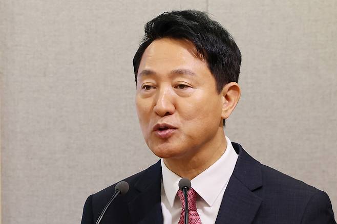 오세훈 서울시장이 16일 오전 서울시청 브리핑룸에서 발표하는 모습. .2025.9.16/뉴스1 ⓒ News1 황기선 기자