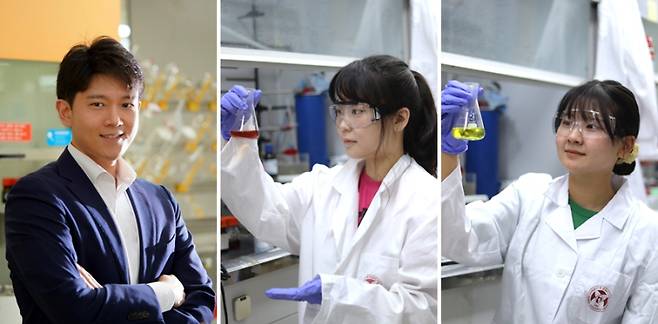 (왼쪽부터)김현우 교수, 최아현 제1저자, 김도연 제2저자