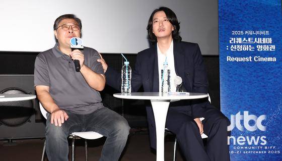 19일 오후 부산 남포동 메가박스 부산극장에서 영화 '무뢰한' 커뮤니티GV 행사가 열렸다. 오승욱 감독, 배우 김남길, 박지선 교수가 모더레이터로 참석했다. 부산=박세완 엔터뉴스팀 기자 park.sewan@jtbc.co.kr