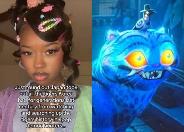 (왼쪽부터)틱톡커 제이 영상 갈무리, 넷플릭스 ‘케데헌’ 속 캐릭터 더피. (사진=틱톡, 넷플릭스)