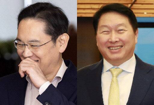 이재용 삼성전자 회장과 최태원 SK 회장(사진=연합뉴스)
