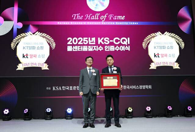 콜센터품질지수(KS-CQI) 인증패 수여 모습