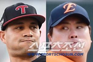 LG 치리노스와 한화 류현진. 스포츠조선DB