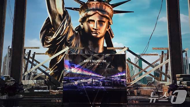 9월25일 아르떼뮤지엄뉴욕에 전시되고 있는 미디어아트 작품 'NEW YORK IS ART' 2025.9.25/ⓒ뉴스1 이정후 기자