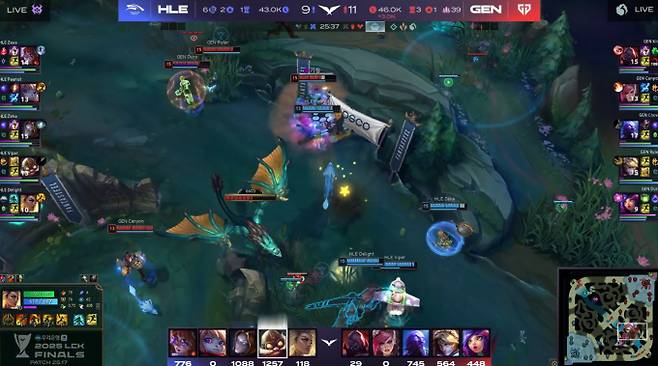 2025 LCK 결승전, 롤 대회, 한화생명 vs 젠지 1세트 ©LCK