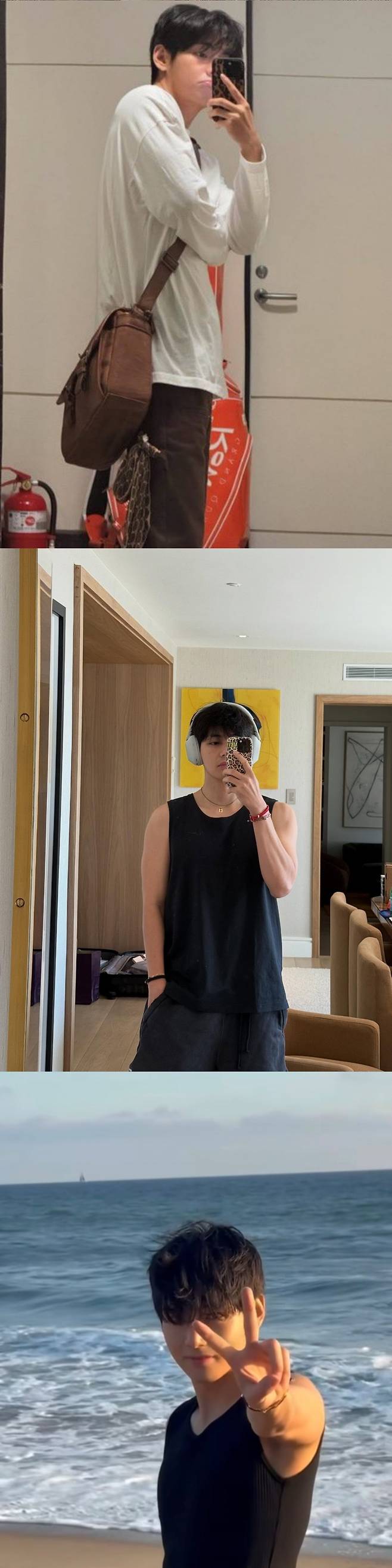 방탄소년단 뷔, 미국 일상 공개..숙소→녹음실 '타고난 인싸력'