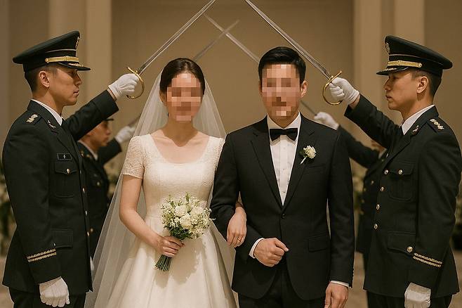 결혼식장에서 예도행사가 진행되는 모습 가상 이미지.(ChatGPT)