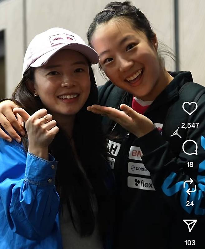 신유빈(오른쪽)과 전지희(WTT SNS 캡처)