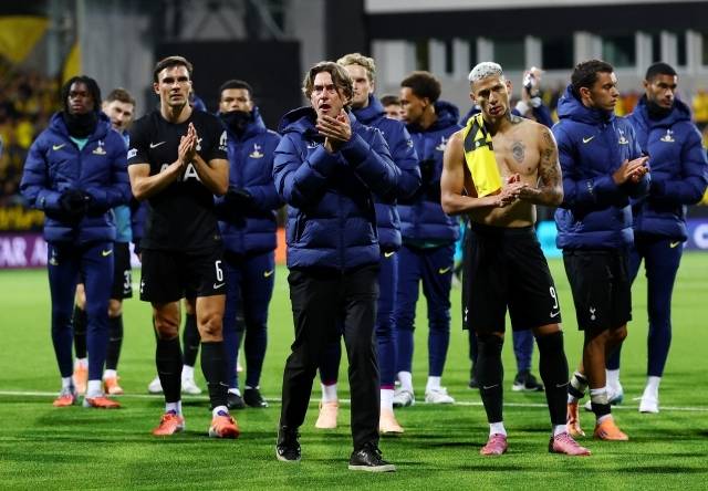 토트넘 홋스퍼는 1일(한국시간) 노르웨이 보되의 아스미라 스타디온에서 열린 보되/글림트와의 2025-26 UEFA 챔피언스리그 리그 페이즈 2라운드 원정 경기에서 졸전 끝 2-2 무승부를 거뒀다. 사진=REUTERS=연합뉴스