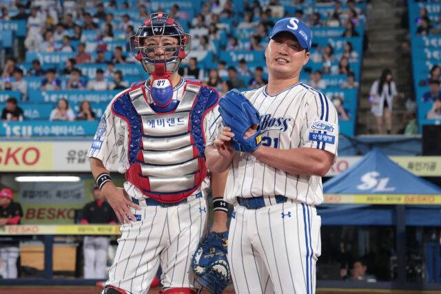 강민호와 오승환./삼성 라이온즈