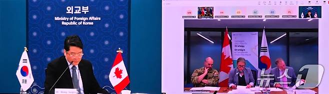 외교부는 제1차 한-캐나다 외교·국방(2+2) 국장급 회의를 화상으로 개최했다고 2일 밝혔다. 2025.10.02. (외교부 제공)