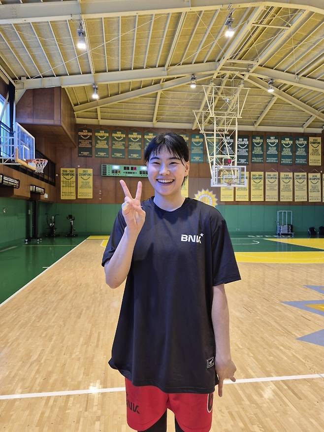 일본 지바현 가시와시에서 전지훈련 중인 부산 BNK 썸 이소희. 사진 | WKBL