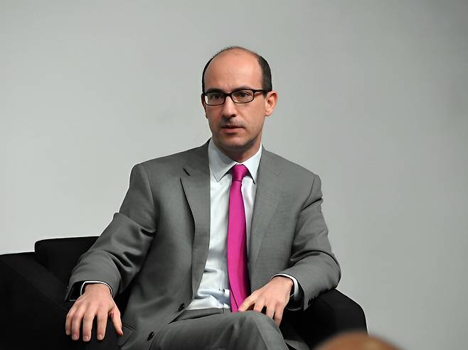 라몬 파체코 파르도 영국 킹스칼리지 교수가 2023년 9월 7일 벨기에 브뤼셀 한국문화원에서 열린 '한국: 남과 북의 새로운 역사' 포럼에서 발언하고 있다. /브뤼셀(벨기에)=정철환 특파원