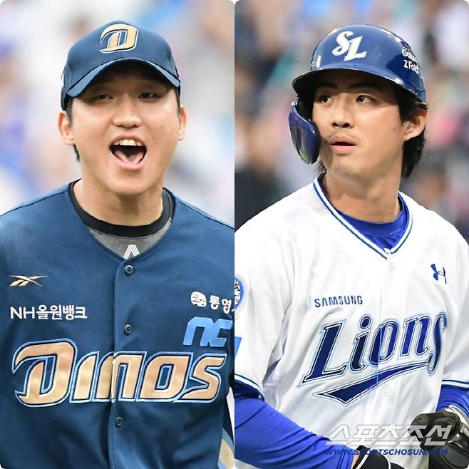 6일 대구 삼성라이온즈파크에서 열린 NC와 삼성의 와일드카드 1차전. 4회말 선두타자 구자욱을 투수 앞 땅볼로 처리 후 주먹을 쥐어보이는 NC 구창모, 그라운드 나서는 구자욱. 대구=송정헌 기자songs@sportschosun.com/2025.10.06/